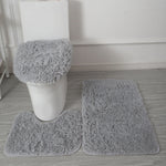 tapis toilette rose violet gris clair peluche points moderne antidérapant ensemble trois pièces