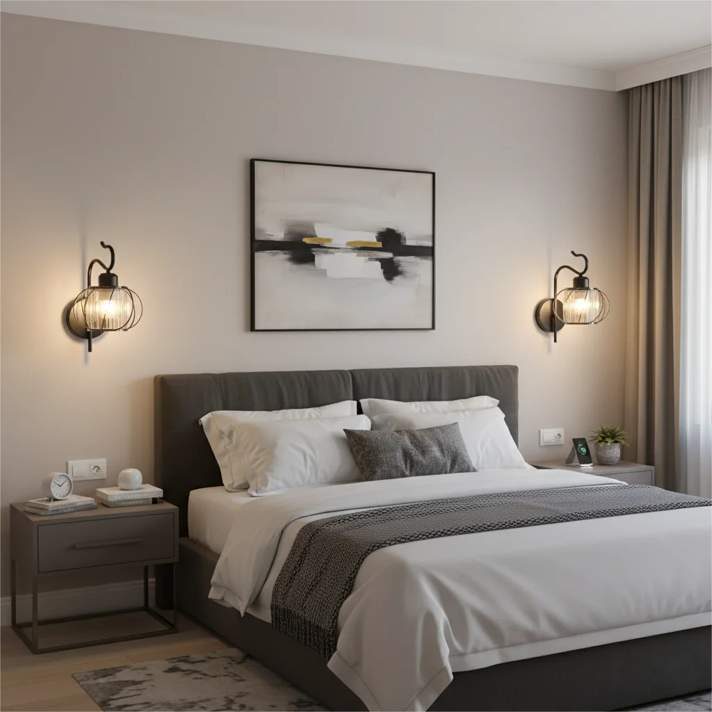 lampe murale moderne led noir fixation décoration intérieure sans motif opaquet