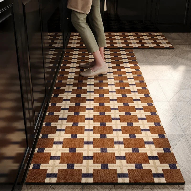 lot tapis cuisine antidérapants noir blanc motif géométrique moderne 60x40 cm