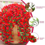 décoration intérieure moderne bouquet suspendu fleurs artificielles rose violet vert feuilles