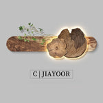 tableau mural moderne bois marron clair éclairage led cuisine salle manger fixé mur œilletsbranches