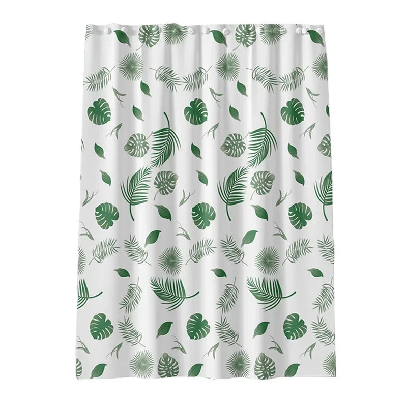 rideau douche moderne feuilles tropicales blanc vert opacité crochet douche toilettes imperméable séchage rapide