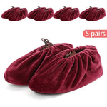 protège chaussures velours non glissants réutilisables lavables intérieur extérieur moderne rouge bleu violet marron