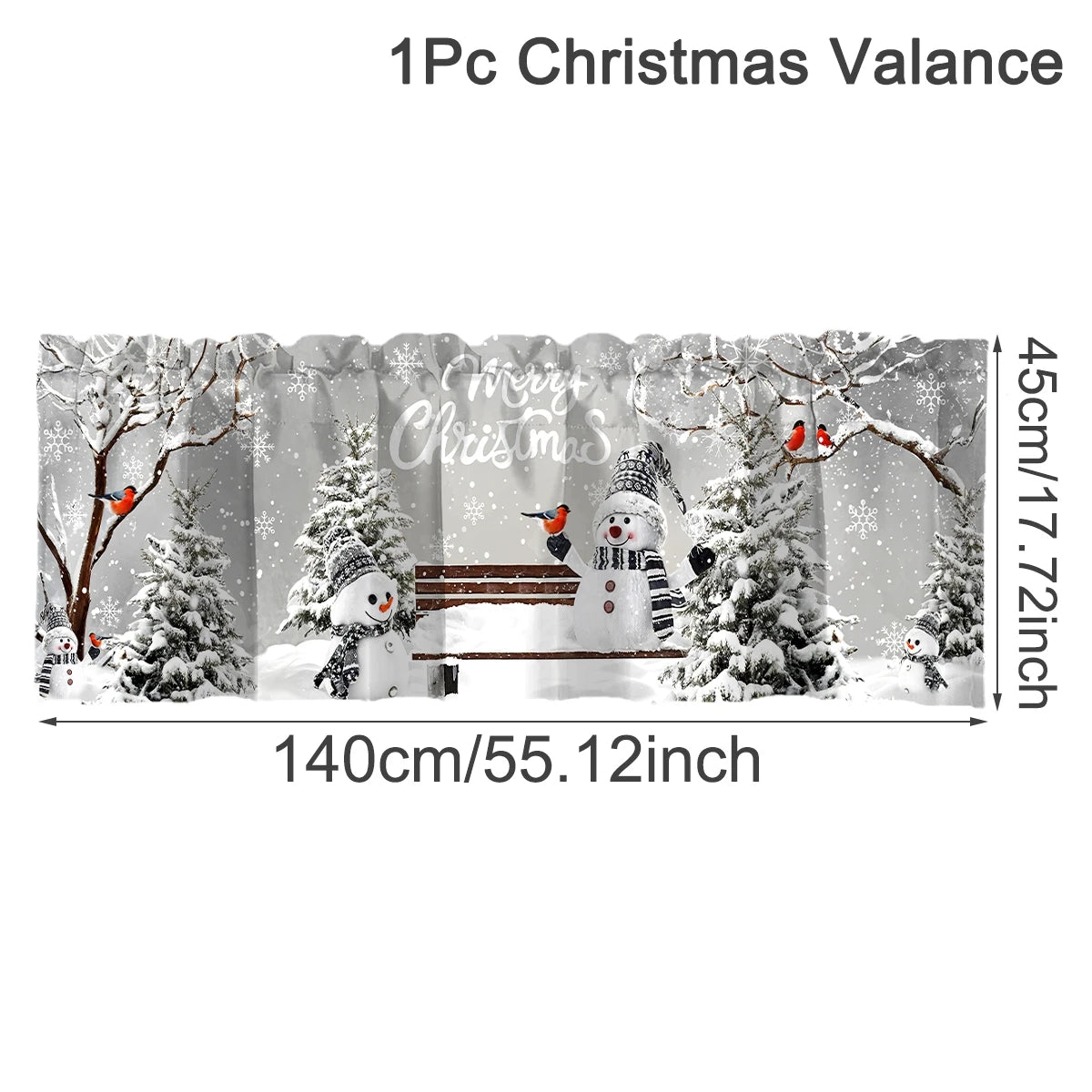rideau noël blanc motifs flocons arbres eyelets polyester opaque traditionnel