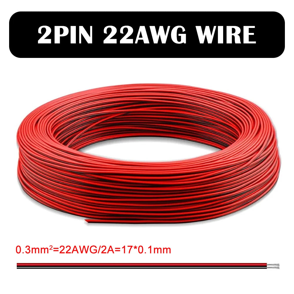 câble électrique flexible led 22awg 1m 5m 10m 2pin 3pin 5pin 6pin rouge blanc