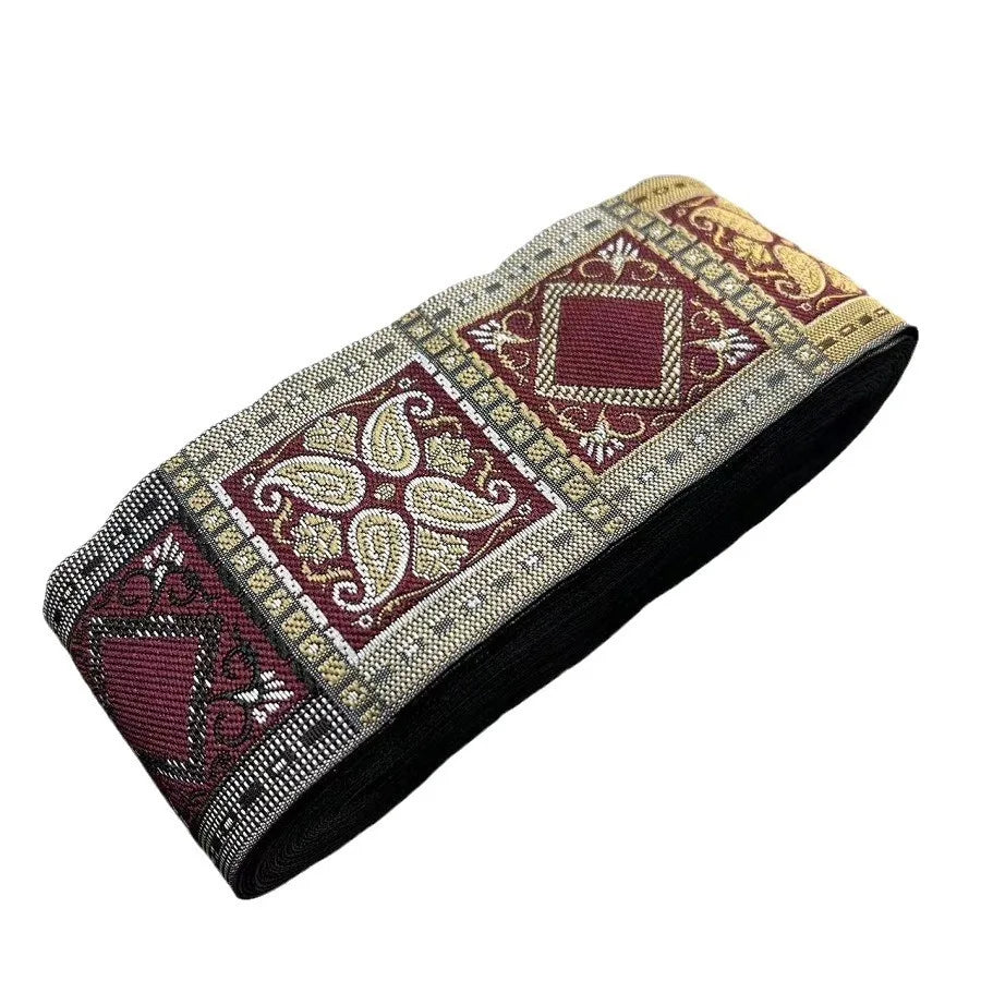ruban polyester patchwork géométrique floral largeur 5cm classique rouge bleu beige noir