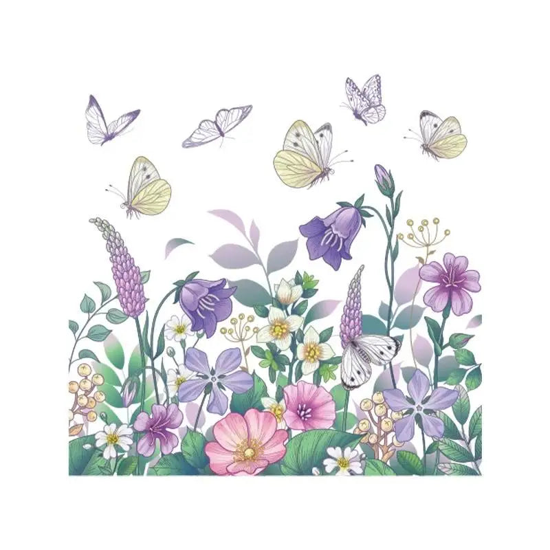 sticker mural décoration toilette fleurs tournesols papillons moderne pvc multicolore illustration réaliste