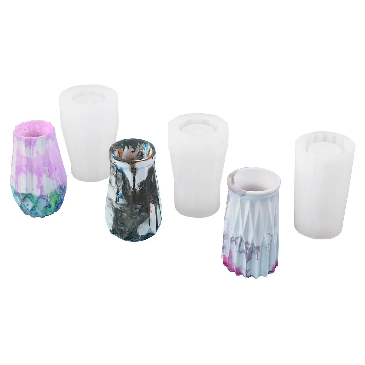 moules silicone vase décoratif texturé moderne opaques variés couleurs bleu vert blanc