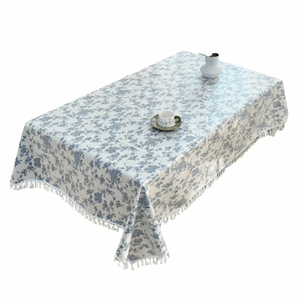 nappe table imperméable chats bleu marine blanche moderne réutilisable tassels cuisine