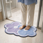 tapis décoration florale moderne jaune blanc bleu violet gris vert marron texturé relief