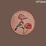 tapis protection tasses rose marron oiseaux fleurs brodés traditionnel artisanal coton polyester