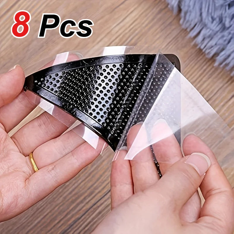 fixateur tapis antidérapant triangle noir perforé moderne adhésif réutilisable lavable pièces