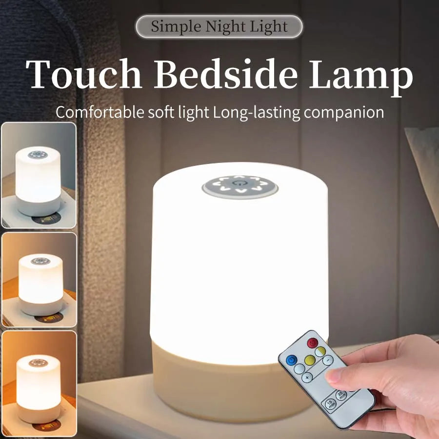 lampe chevet tactile rechargeable led blanc moderne minimaliste interrupteur télécommande 360 surround non éblouissante