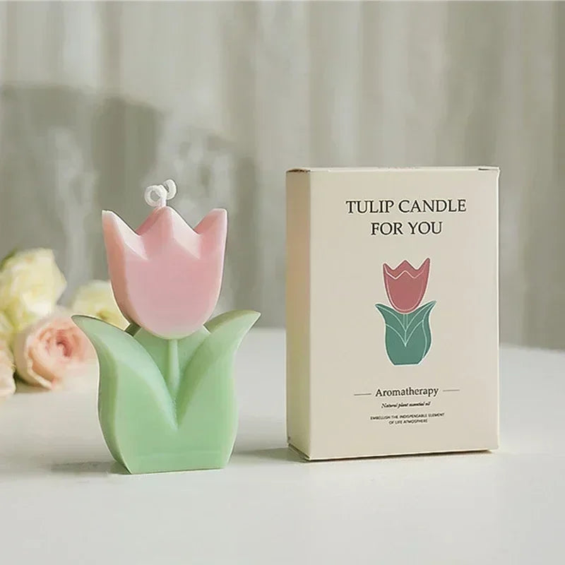 bougies aromatiques tulipes parfumées rose verte jaune rouge violet moderne minimaliste casańdecor festive gifts