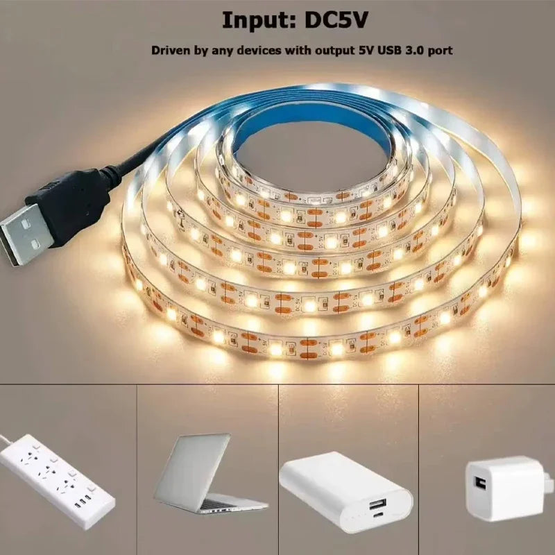 ruban led blanc 60 led flexible usb décoration chambre moderne clips