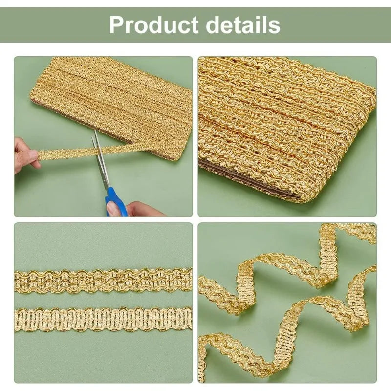 ruban decoratif doré rayures horizontales texture tissée classique élégant adhésif 15mm largeur opacité ciseaux