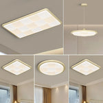 plafonnier led moderne blanc carreaux géométriques intérieur atmosphérique sans télécommande