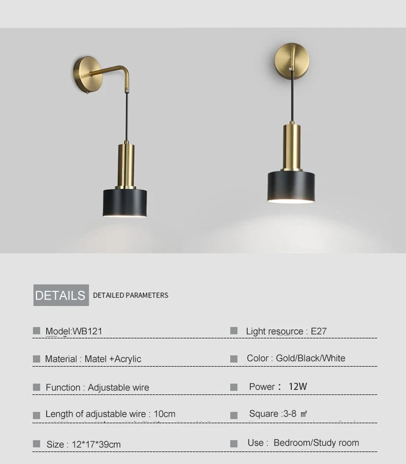 lampe suspension or noir moderne éclairage chambre coucher salle manger fixée mur ampoules led