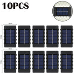 lampe murale solaire 10 led moderne panneau solaire extérieur jardin noir bleu minimaliste