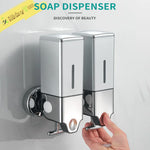 distributeur savon liquide argenté moderne fixations yeillets salle bain chambre