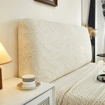protège tête lit feuilles stylisées beige gris moderne 120cm 150cm 180cm 200cm 220cm