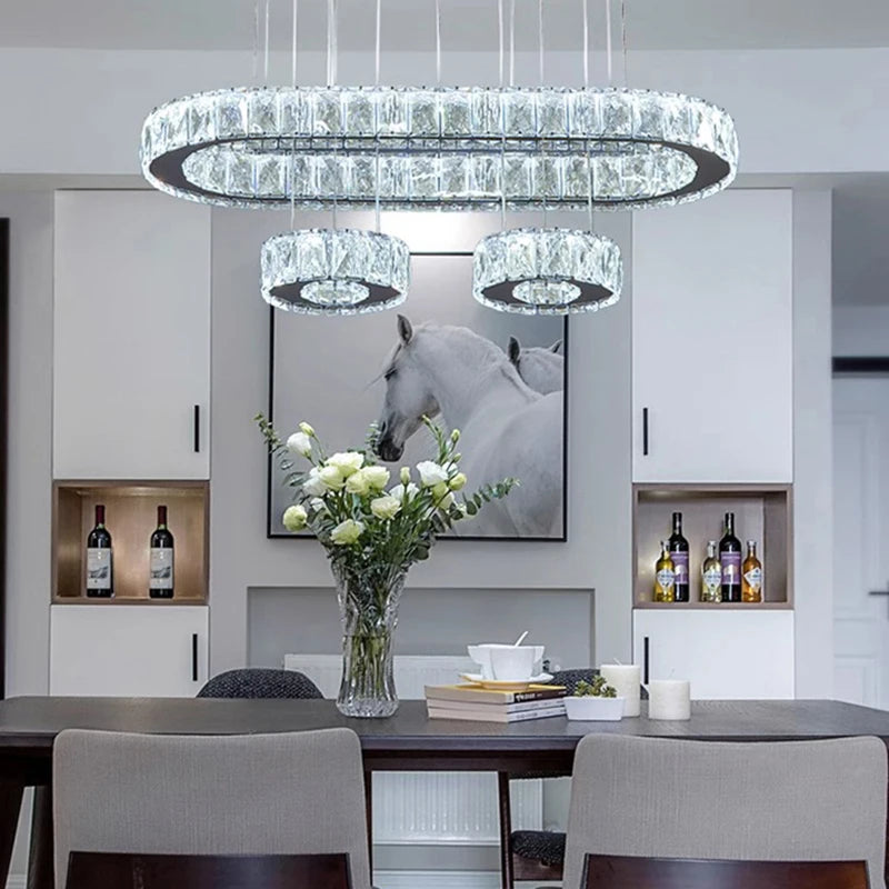suspension lumineuse moderne or transparent strass rc dimmable 249 2000lm 90 260v