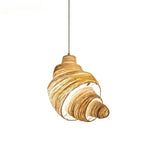 lampe suspendue moderne tricotée main spirale beige marron clair artisanale tissée