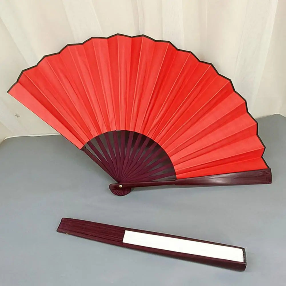 éventail pliant bambou rayures orange blanc rouge vert noir classique poignée bois rangement