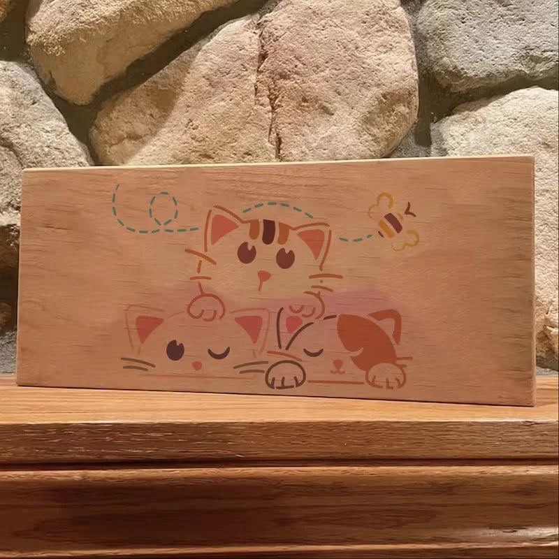 stencils blancs animaux chatons papillons drapeaux dessin animé decoration murale bricolage maison