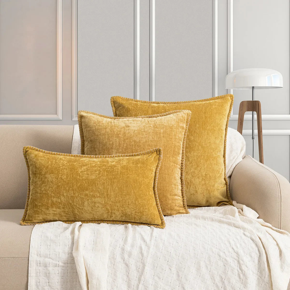 coussin velours jaune moderne 100 polyester 30x50cm 45x45cm 50x50cm décoratif salon voiture