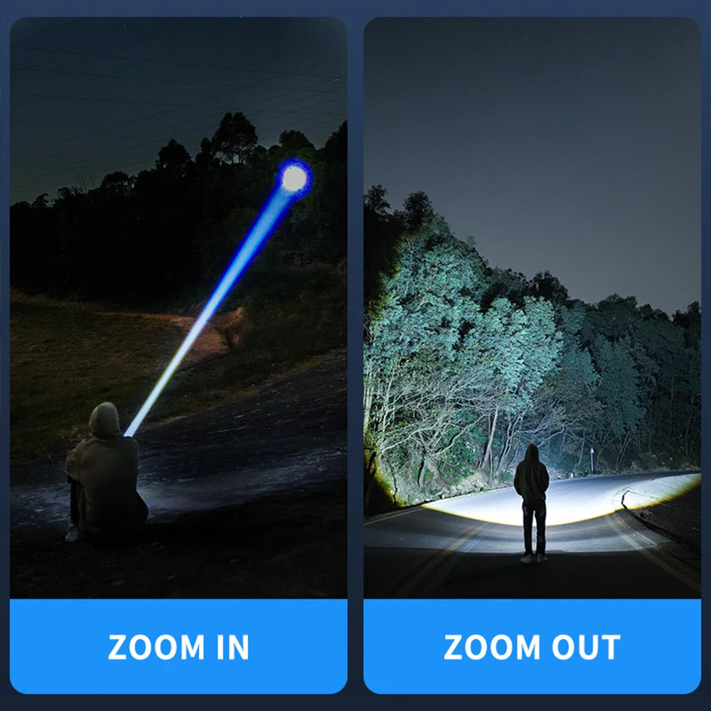 lampe torche led rechargeable noir bleu vert certifiée rohs moderne robuste zoom externeextérieur