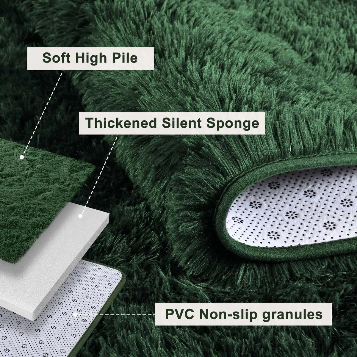 tapis moderne vert foncé doux fourré salon chambre balcon adhésif polyeste qualité spécialité moisture