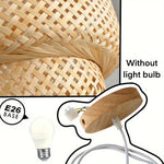 plafonnier suspendu bambou tressé niveaux 30cm rustique bohème semi transparent chambre cuisine farmhouse