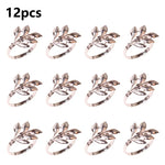 anneaux serviette feuilles or argent rose gold moderne élégants décoration table mariage noël