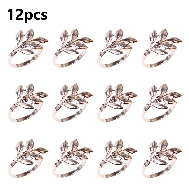 anneaux serviette feuilles or argent rose gold moderne élégants décoration table mariage noël