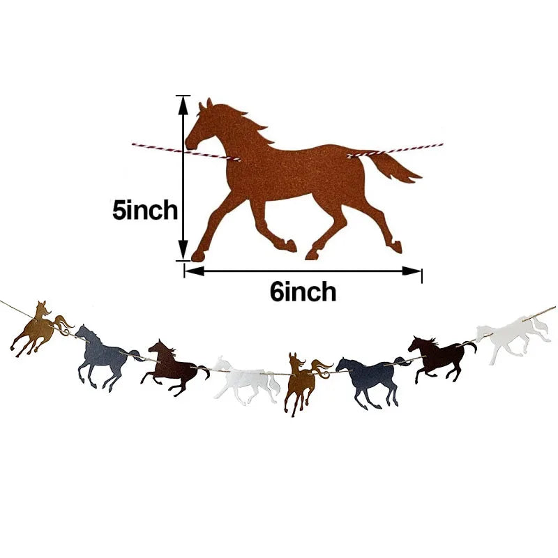 guirlande décorative thème western cowboys chevaux cactus bandanas happy birthday multicolore