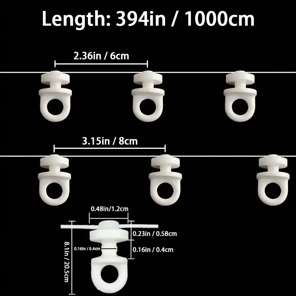 rideau bretelles blanc moderne opacité voies accessoires polyeștre plastique 6cm 8cm interval