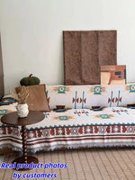 couverture canapé ethnique beige motifs tribaux franges automne hiver boho chic polyestère machine