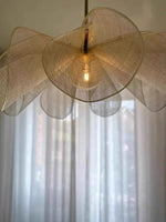 suspension lumineuse moderne tissu feuilles ouvertes blanc translucide pendentif assemblage led neutre warm white