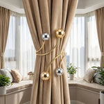 boucles rideau adhésives modernes or argent sphères métalliques pack deux