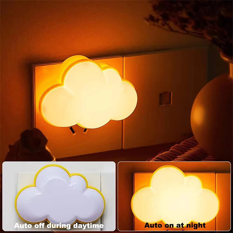 veilleuse nuage trèfle capteur mouvement blanc jaune verte enfant décoration chambre nuits
