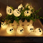 guirlande lumineuse halloween squelette souriant blanc 3m 20leds batterie usb