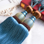 pompons rideau élégants coton plastique bleu rouge rose doré gris tissé brillant opaques