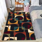 tapis géométrique moderne abstrait vert marron beige noir salon chambre restaurant