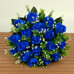 décoration intérieure bouquet roses artificielles 18 fleurs 37cm vert clair violet rose