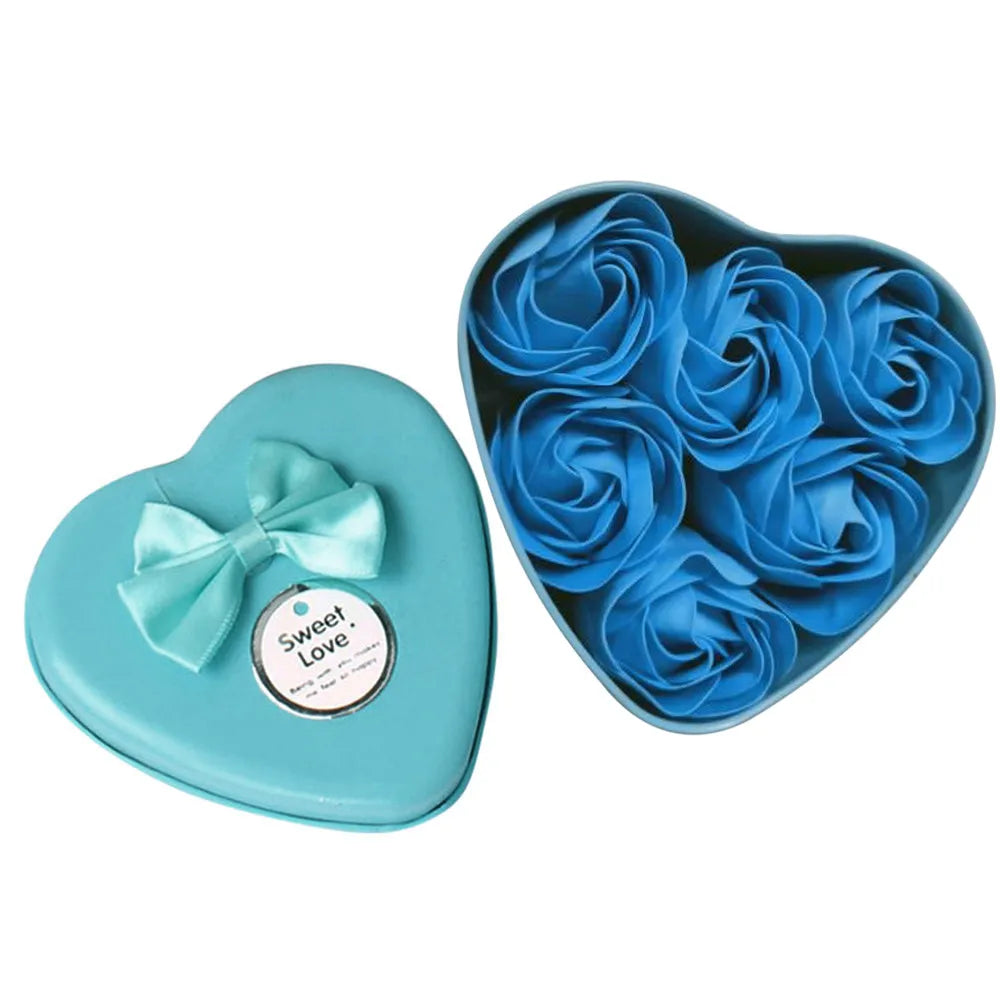 savon rose romantique forme fleur sculptée boîte coeur decoration maison occasion anniversaire mariage