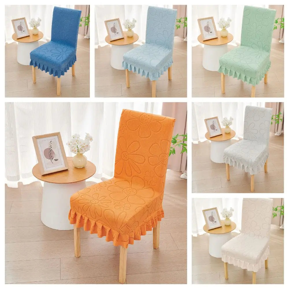 housses chaise moderne fleur dentelle 100% polyester beige orange gris