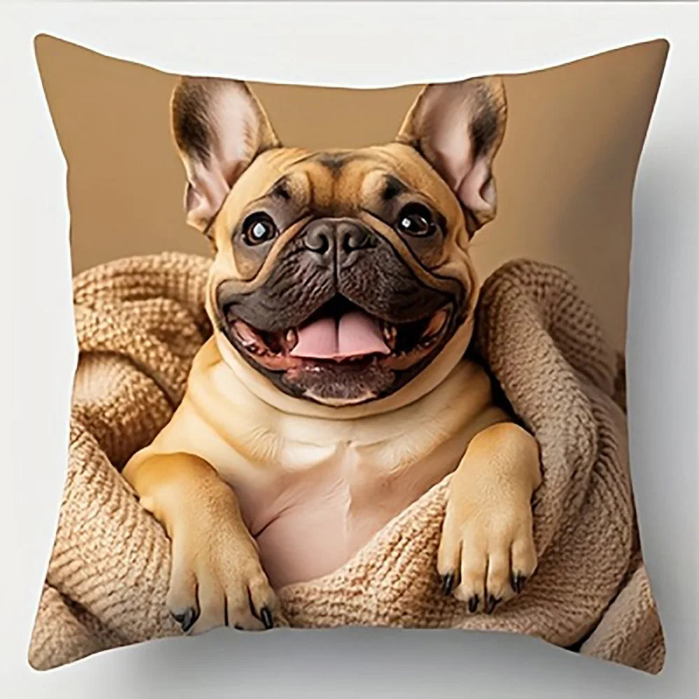 taies d'oreiller imprimées chien beige moderne taies d'oreiller décoratives polyester peachskin 45x45cm maison hospitalière