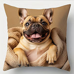 taies d'oreiller imprimées chien beige moderne taies d'oreiller décoratives polyester peachskin 45x45cm maison hospitalière