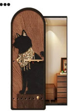 porte clés mural moderne imprimé chats texture bois noir sac main plante bijoux